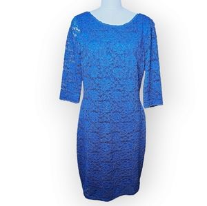 Laundry By Shelli Segal Royal Blue Lace Midi Dress